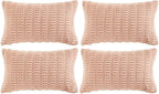 Fancy Homi 4 Packs Decorative Throw Pillow Covers for Living Room Couch Bed, Modern Farmhouse Boho Home Décor Accent Cushion Case, 20" x 12", Blush Pink