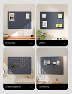 Fluxynara Bulletin Board, 23.6" x 17.5" Cork Board Alternative with 12 Safe Removable Adhesive Tabs, Foldable Felt Pin Board for Home Office, Classroom, Bedroom,Entryway for Walls—Navy Blue