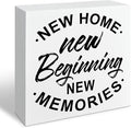 New Home New Beginning, Farmhouse Home Decor, Entryway Sign, Living Room Signs, Gift from Realtor, Housewarming Gift, Box Sign Decor Tabletop, Hallway Decoration, 5.1x5.1inches