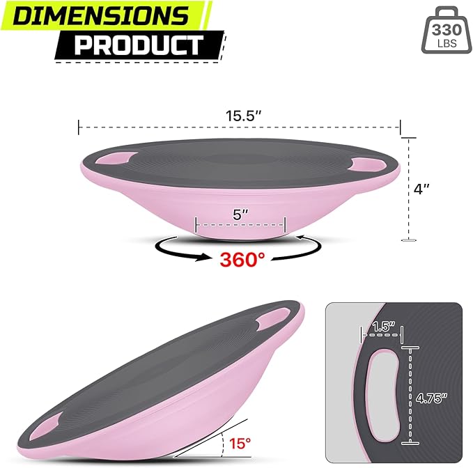 Wobble Aerobic Step Platform Balance Board with Non-skid Tpr Bump Surface, 360 Rotation for Stability Training, Versatile Home Gym Exercise Workout Step Aerobics Platform