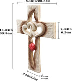 Oooct Carved Cross, Resin Cross Wall Decor, Intertwined Hearts & Never Separates Love, Great Christian Gift, Wall Art Gift, Home Living Room Decor - 13.34 × 8.18 Inch
