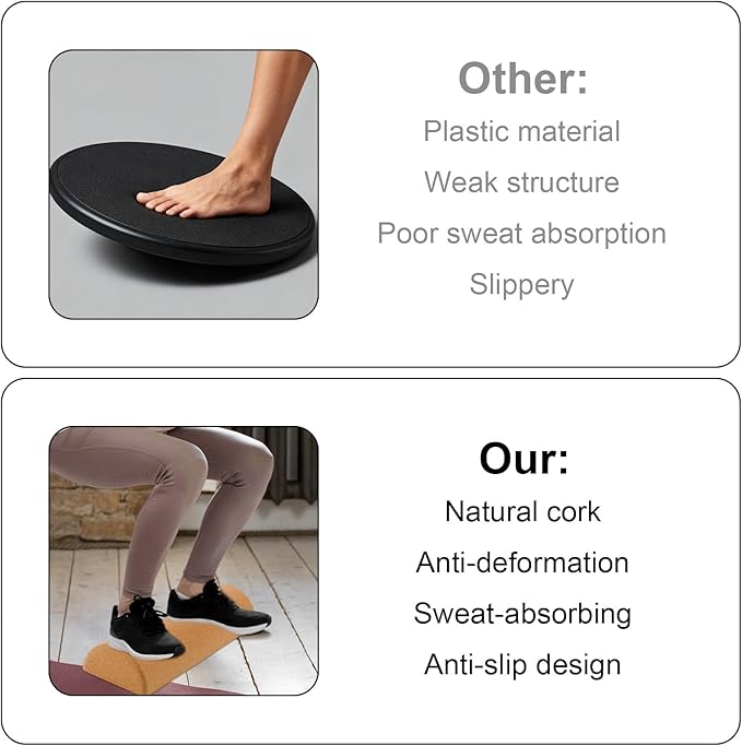 Cork Balance Board Foot Strengthener, Natural Cork Balance Board Ankle Stability Trainer for Foot Function Training Enhance Joint Stability Improve Body Posture