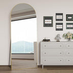 Full Length Mirror 71"x25" Arch Mirror Floor Mirror with Stand Wall Mirror Gold Arched Full Body Mirror Standing Hanging or Leaning Against Wall Bedroom Mirrors for Entry, Living Room