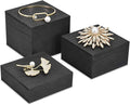 MOOCA Customizable Wooden Display Risers Set - 3 Different Height Stands for Jewelry, Watches, Cosmetics, and Accessory, Black Color