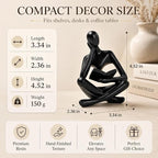 Black Bookshelf Decor Thinker Statue, Abstract Reading Figurine Style A, Resin Decorative Bookend for Coffee Table, Shelf, Home Office, Library
