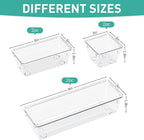 WOWBOX 6 Pack Clear Drawer Organizer Set, Acrylic Drawer Storage Trays, Storage Bins for Makeup, Cosmetics, Jewelries, Utensils, Gadgets, Office
