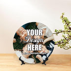 AKAISOEDN Custom Photo Ceramic Decorative Plates with Photo Logo Text Personalized Bone China Decorative Plate for Wall Hanging Living Room Bathroom Decor, Custom, 10in