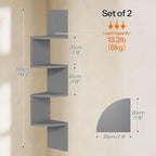HOOBRO Corner Shelf Wall-Mounted, Set of 2 Floating Corner Shelves for Wall, 4-Tier Bookshelves for Wall Decor in Living Room, Bedroom, Home Office, Dove Gray GY25BJP201