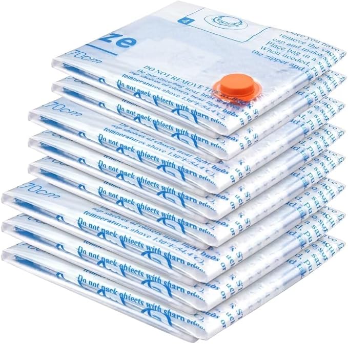 MEIQIHOME Vacuum Storage Bags, Space Saver Sealer Bags,Vacuum seal bags for clothing, Pillows, Comforters, Blankets, Bedding,8 COMBO