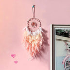 Dream Catcher, Handmade Dreamcatcher with Healing Crystal Stone, Tree of Life Dream Catchers Hanging Ornament for Home Bedroom Birthday Party, Perfect Craft Gift for Kids… (Pink)
