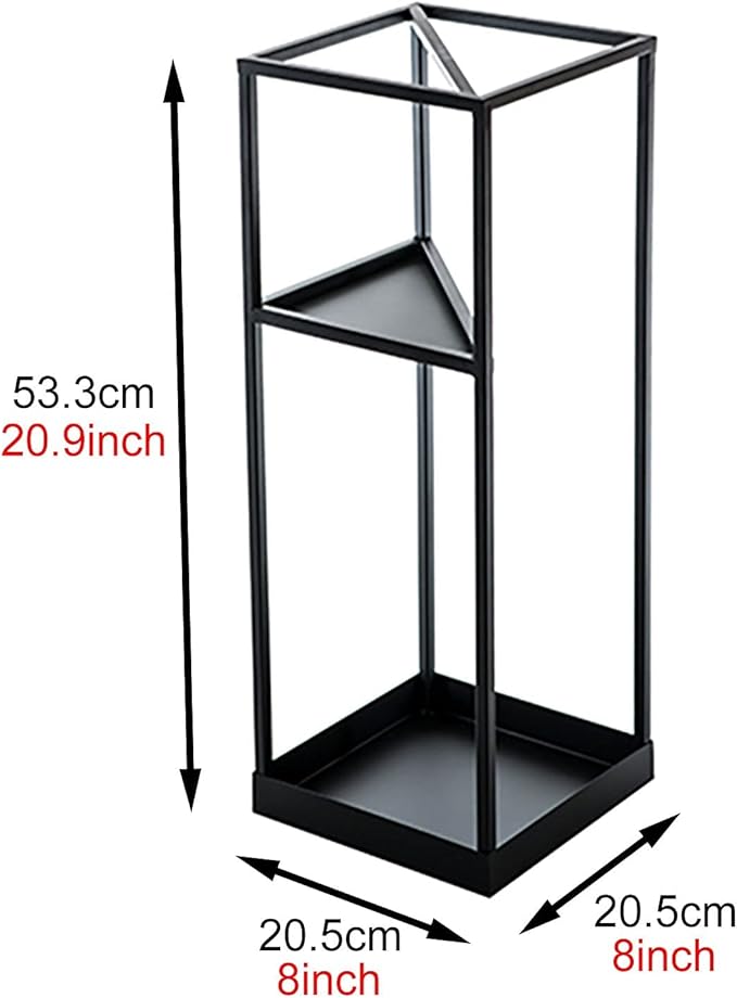 Indoor Umbrella Holder Stand,Umbrella Stand Modern Black Long Short Umbrella Holder, Creative Geometric Canes Golf Clubs Stand with Drip Tray, for Home Hotel Hallway Entrance Corner