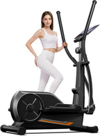 Elliptical Exercise Machine, Elliptical Training Machine for Home with Hyper-Quiet Magnetic Driving System, Compact Elliptical with 12IN Stride & LCD Monitor, 330LBS Weight Capacity