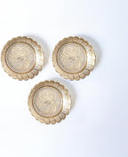 Shubhkart Solid Brass Decorative Nakshi Plate Set for Puja, Decoration & Diwali Gifting (Small 7 cm, Pack of 3, Solid Brass)