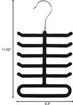Hangerworld Single Black Flocked Tie Rack & Belt Organiser Non-Slip Coat Clothes Accessory Hanger, Metal
