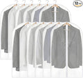 12 Pack Garment Bags 60 * 100cm, 40in PEVA Translucent Garment Covers, Suit Storage Bags, Dress Organizer Bags Used To Protect Shirts, Winter Coats, Jackets（White Edge）