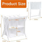 Luggage Rack for Guest Room, Folding Suitcase Stand with Fabric Storage Shelf, Luggage Holder, Steel Foldable Luggage Stand for Guest Room, Bedroom, Hotel, White