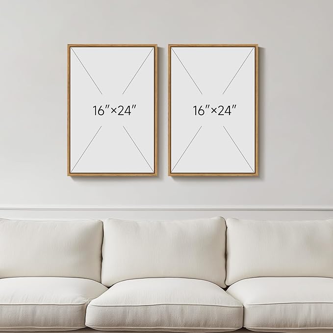 Framed Vintage Botanical Wall Art for Living Room, Set of 2 Piece Black Neutral Moody Floral Canvas Prints, Minimalist Modern Farmhouse Flower Wall Decor for Bedroom Office Dining Room, 16x24 Inch