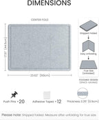 Fluxynara Bulletin Board, 23.6" x 17.5" Cork Board Alternative with 12 Safe Removable Adhesive Tabs, Foldable Felt Pin Board for Home Office, Classroom, Bedroom,Entryway for Walls—Blue Gray