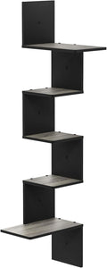 Furinno Rossi Wall Mounted Shelves, 5-Tier Rectangle, French Oak Grey/Black