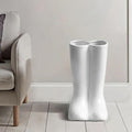 Ceramic Umbrella Stand Rack, Tall Rain Boots Umbrella Holder Rack,Entryway Canes/Walking Sticks Rain Umbrella Storage Holder for Hallway Home Office Decor(13.3 * 10.2 * 7.5inch, White)