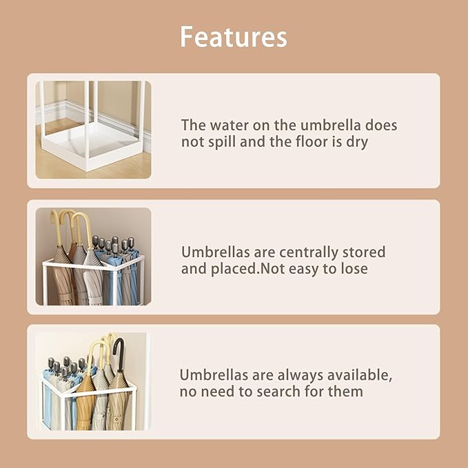 Indoor Large-Capacity Standing Umbrella Stand Commercial Metal Umbrella Holder for Entryway Corridor Entrance Umbrellas Barrel with Removable Drip Tray(Black)