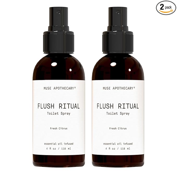 Muse Apothecary Flush Ritual - Aromatic & Refreshing Toilet Spray, Use Before You Go, 4 oz, Infused with Natural Essential Oils - Fresh Citrus, Pack of 2
