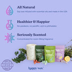 Happy Wax Fresh Mix Collection Premium Scented Non-Toxic, Pet-Friendly Wax Melts - 6 oz Set with Cotton, Lemon Verbena, and Calming Lavender Scents