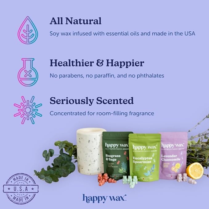 Happy Wax Cereal Mix Premium Scented Natural, Non Toxic Soy Wax Melts – 6 Total Oz. of Scented Wax Melts Includes: Cinnamon Sugar Crunch, Magic Marshmallows and Sweet Fruity Cereal