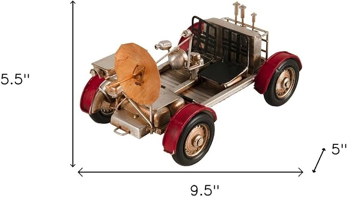 HomeRoots 5" Red and Silver Metal Hand Painted Model Car Tabletop Sculpture