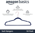 Amazon Basics Slim Velvet Non-Slip Space Saving Suit Clothes Hangers, Sturdy Construction, Navy Blue/Rose Gold, 50-Pack