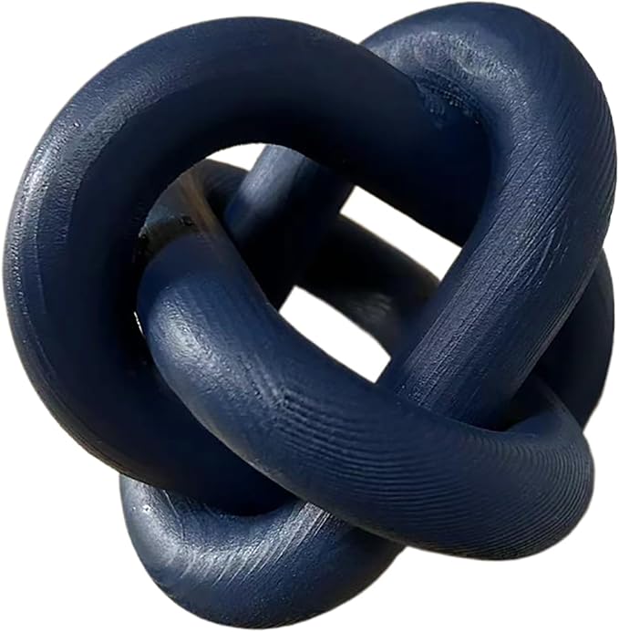 Wood Knot Link Chain Decor Hand-Carved Coffee Table and Shelf Decorative Object for Farmhouse, Rustic, Boho, Modern Living and Bedroom Spaces (Blue)