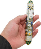 Mezuzah with Scroll for Door, Enamel&Zinc Alloy Blessing Mezuzah Case for Door, Colored Painted Mezuzha Scroll Kosher for Jewish Gifts/Jewish Decor, Christmas (Mutil Color, 1.1x6.53 in)