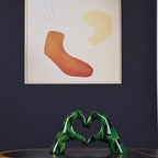 DOVDOV Resin Sculpture, Fluid Green Heart Decoration, Modern Art Statue for Home Decor for Valentine's Day, Wedding, Anniversary