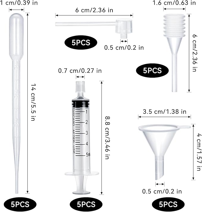 25pcs Perfume Refill Tool Kit,Plastic Perfume Dispenser Transfer Tools,Travel Refill Tool Set for Liquid Cologne Fragrance Sample Essential Oils (Clear, 5ml/25pcs)