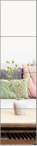 Ruomeng Full Length Wall Mirror Tiles, 12" x 12" x 4Pcs Frameless Wall Mounted Mirror Glass Wall Mirror for Home Gym, Door, Bedroom, Living Room