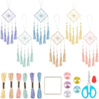 INFUNLY Dream Catcher Kit - Car Charm Ornament Set - Handmade Square & Circle Designs - Rearview Mirror Hanging Decor
