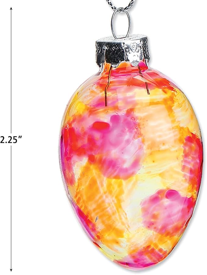 Lillian Vernon Stained Glass Egg Blown Glass Easter Ornaments - Handcrafted Hanging Tree Decorations, Stained Glass Easter Egg Holiday & Party Decor, 2 in, Assorted, 12-Piece Set