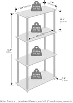 Furinno Turn-N-Tube Book Shelf, 4-Tier Bookshelf, Bookcase with Multipurpose Compact Display Rack, 11.6 x 23.6 x 43.2, for Living Room, Bedroom, Home Office, Walnut/Brown
