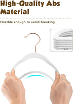 Smartor Kids Velvet Hangers 50 Pack, 14 Inch Premium Non Slip Kids Felt Hangers for Closet, Space Saving Toddler Clothes Hanger for Youth's Childrens' Clothes (Rose Gold Hook)- White