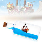 Unsinkable Boat One Thousand Pirate Ship Piece Model Sunny Ornaments in a Bottle Box Acrylic Cruise Ship Fluid Drift Paperweight Desk for Decoration Boys Girls Gifts (Blue-b)