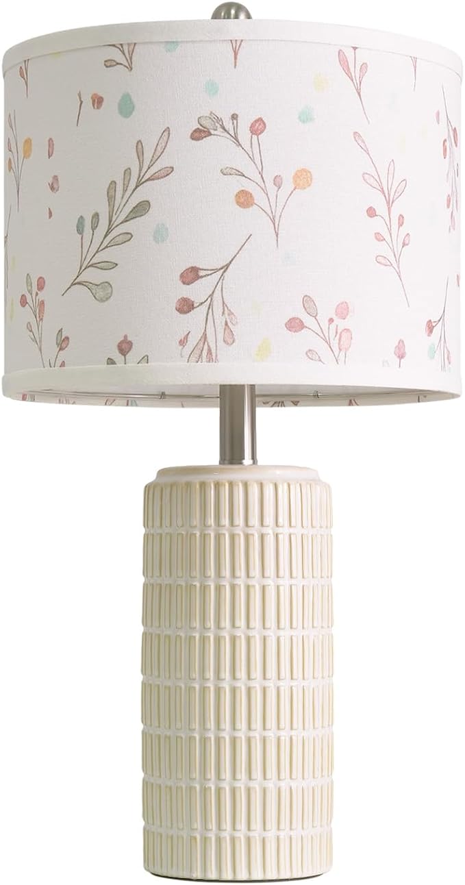 PoKat 23'' Table Lamp with Flower Lampshade for Night Stands, Birthday Gifts for Women Mom, House Warming Gifts New Home Decor, Ceramic Lamp for Living Room, Modern Bedroom Lamp for Nursery