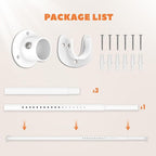 Closet Rod 30-63 Inches, Adjustable Heavy Duty Metal White Closet Rods for Hanging Clothes 1.3 Inches Diameter for Wardrobes Laundry