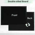 DOLLAR BOSS Large Black Cork Board Double-Sided Bulletin Board with Linen 24''x 18'', Black Cork Boards for Walls Wood Frame Hanging Pin Board, Cork Board for Office Home School 1-Pack