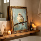 Gold Framed Bird Canvas Wall Art Vintage Bird Beige Sparrow painting Decor Pictures Sparrow on Branch Bedroom Living Posters Prints for Corridor Classroom Bedroom Kitchen Room Decoration