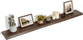 FLYJOE Floating Shelves for Wall Decor, Rustic Solid Elm Wood Live Edge Floating Shelves Wall Mounted, Wall Shelves with Invisible Bracket for Living Room Bathroom Bedroom Kitchen, 55 Inch, Walnut