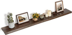 FLYJOE Floating Shelves for Wall Decor, Rustic Solid Elm Wood Live Edge Floating Shelves Wall Mounted, Wall Shelves with Invisible Bracket for Living Room Bathroom Bedroom Kitchen, 55 Inch, Walnut