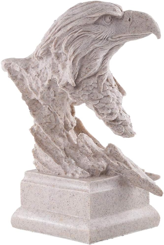 H&W Sandstone Bald Eagle Figurines - The USA's National Emblem - Statue Decoration for Home/Study/Living Room, Great Collectible Figurines, Best Gift for The Man, Sandstone Color (HH17-D4)