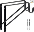 Kunzye 2 Pack Heavy Duty Closet Shelf & Rod Brackets, Black Steel, Wall Mount, Clothes Hanger Pole Support, Closet Shelves Bracket with Rod Shelving Support