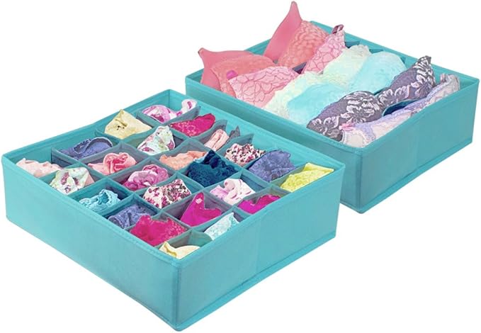 Sorbus® Set of 4 Foldable Drawer Dividers, Storage Boxes, Closet Organizers, Under Bed Organizer (Aqua)