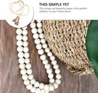 IMIKEYA Wooden Bead Tassel Decoration 57 Inch Natural Wood Beads Garland for Farmhouse Boho and French Country Home Decor Perfect for Tiered Trays and Centerpieces